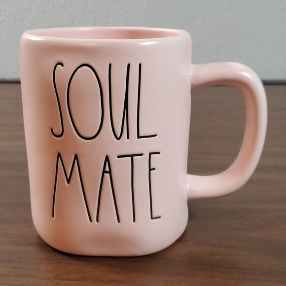 Rae Dunn Pink “SOUL MATE” Artisan Mug by Magenta ☕️ Quirky Shaped - Picture 1 of 7